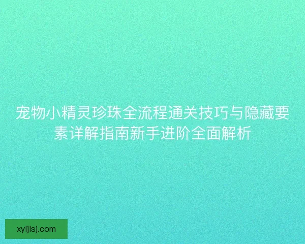 宠物小精灵珍珠全流程通关技巧与隐藏要素详解指南新手进阶全面解析